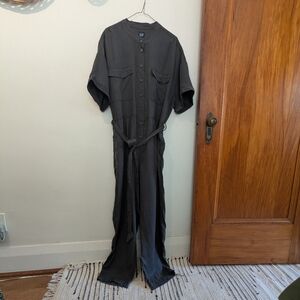 GAP Charcoal Button-Down Jumpsuit